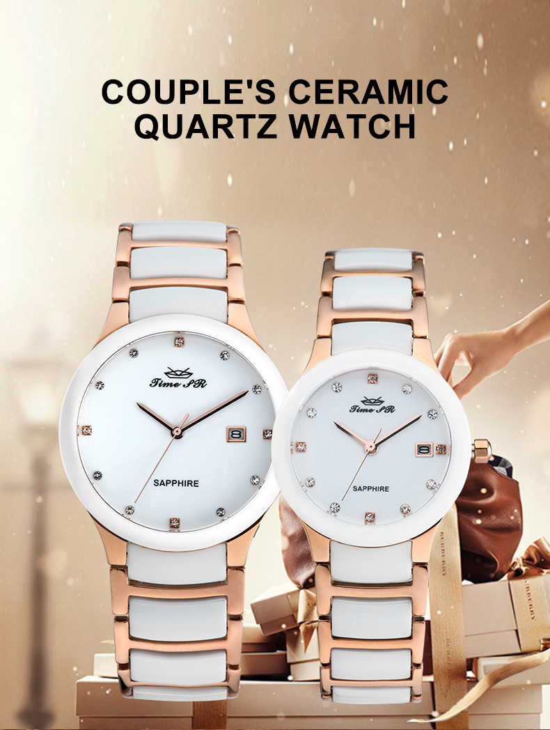 Montre de couple à quartz Montre en céramique