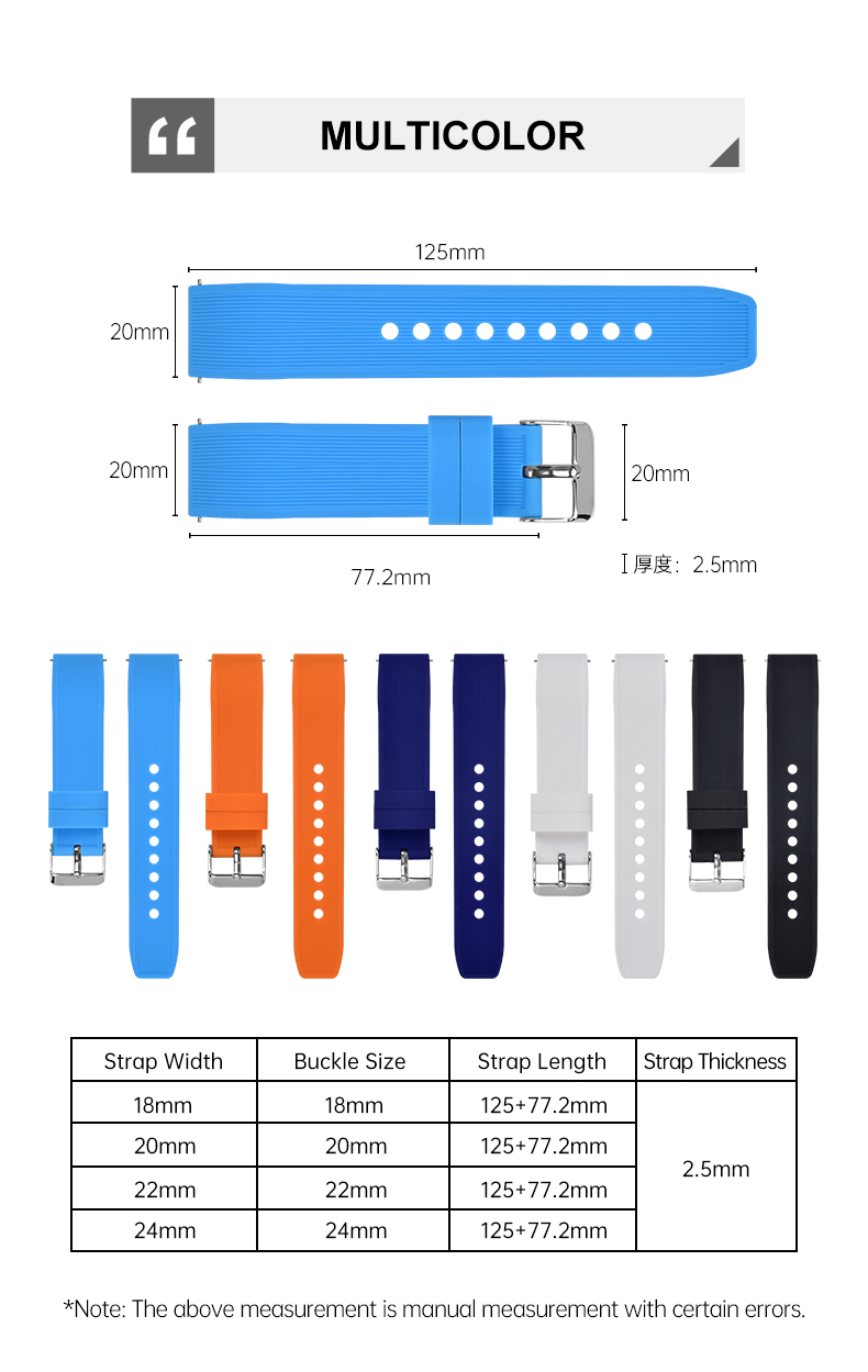 Bracelets de montre incurvés en caoutchouc de silicone