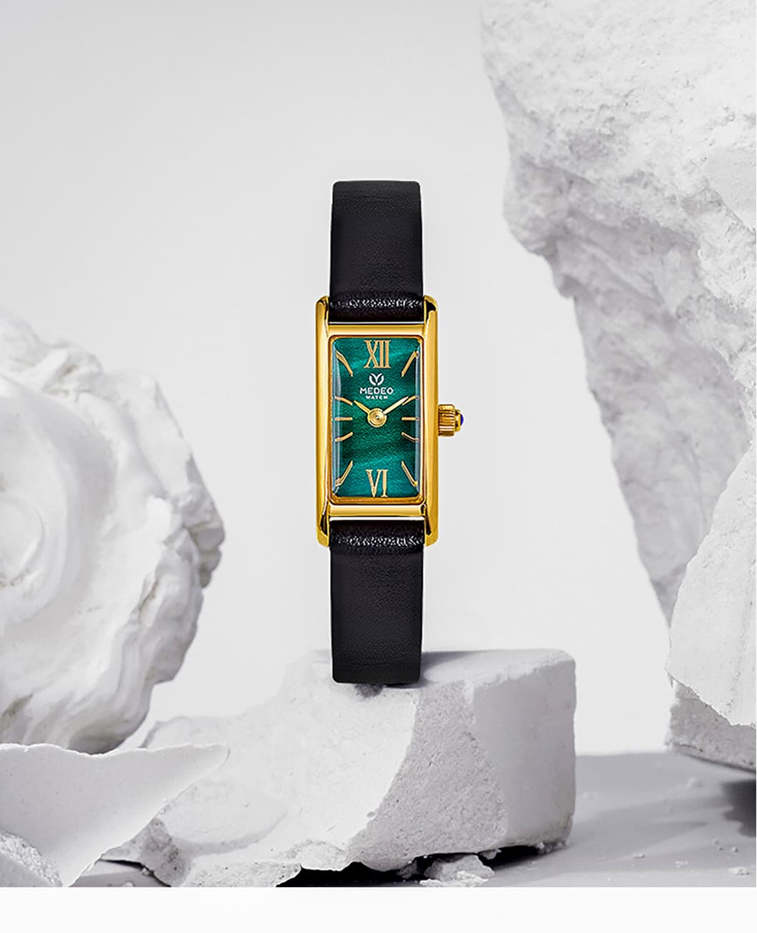 Montres à quartz à cadran vert pour dames